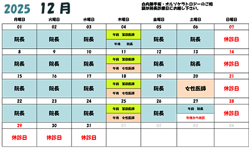 12月診療カレンダー